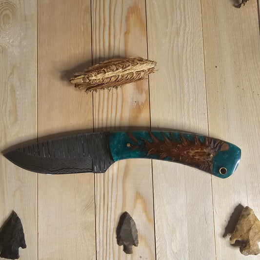 Blue Resin Pinecone Damascus